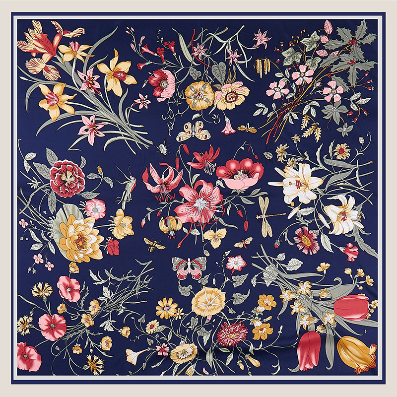 Silk Scarf Square - POBING Twill Zijden Sjaal Vrouwen Bloemenprint