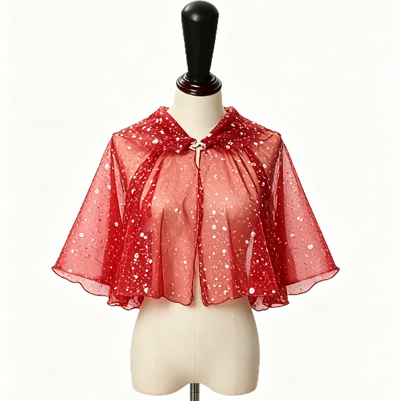 Women'S Red Accessories - Podiumkostuum - glanzende gouden cape met