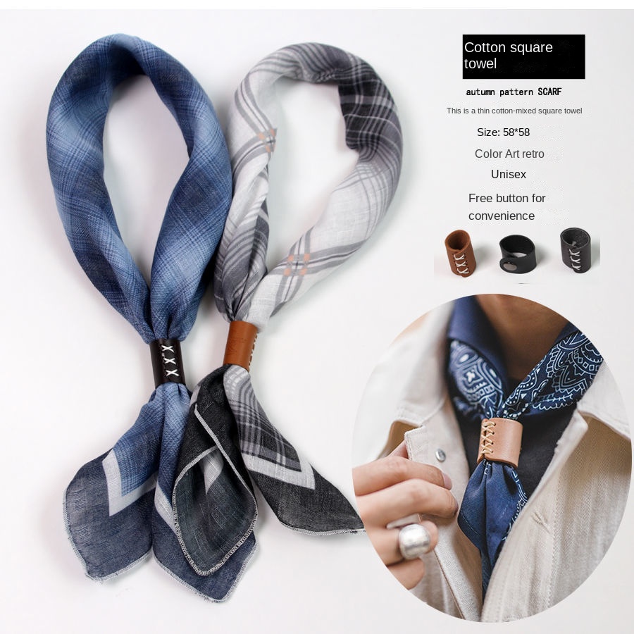 Silk Scarf Square - Heren Vierkante Sjaal Met Knopen Katoen